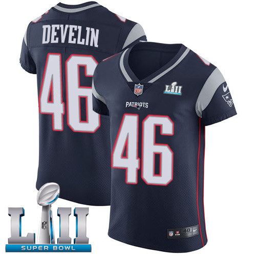 Nike Patriots #46 James Develin Navy Blue Team Color Super Bowl LII Men's Stitched NFL Vapor Untouchable Elite Jersey